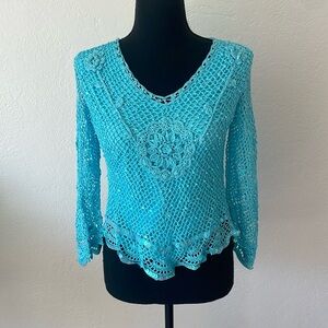 Vintage Elegant Red Crochet Women's Top SIZE S/M